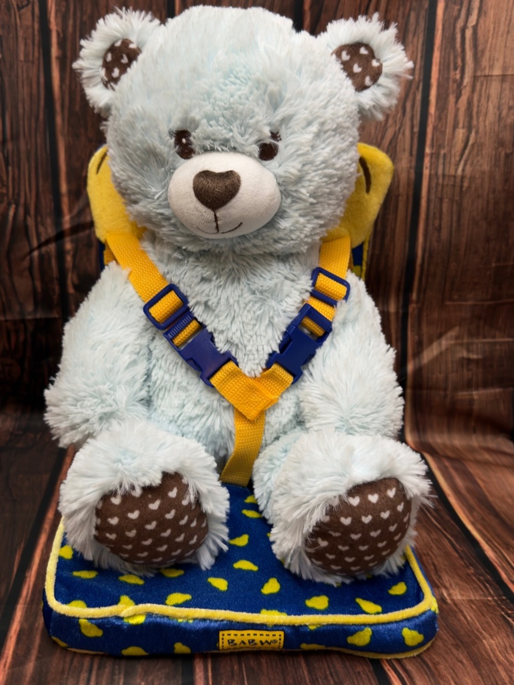 Build A Bear Teddy Bear Plush With Bear Carrier Car Seat BABW Set Friend
